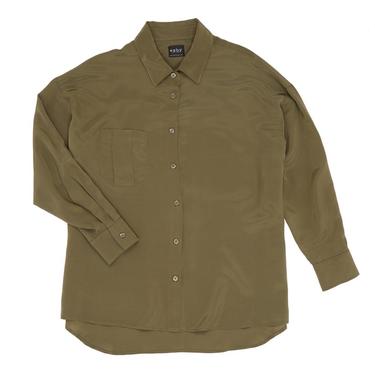 O'KEEFFE SILK BUTTON DOWN - OLIVE - S