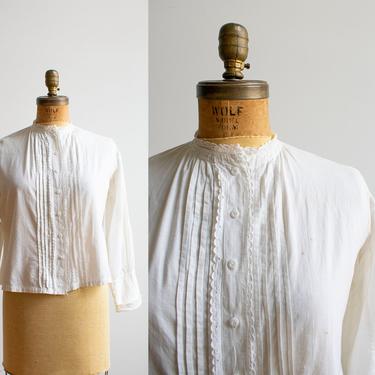White Cotton Edwardian Blouse / Edwardian Lace blouse / Vintage 1900s Blouse / Antique Cotton Blouse / Wearable Antique Blouse Medium 
