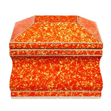 Karl Springer Lidded Box in Red and Yellow Textured Lacquer 1970s