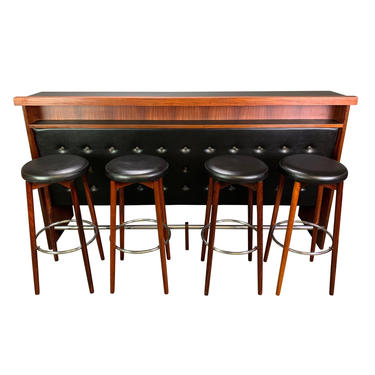 Vintage Danish Mid Century Modern Rosewood Bar and Stools 