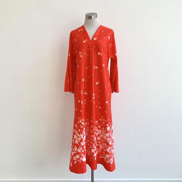 Red Poly Kaftan with Bubble Pattern