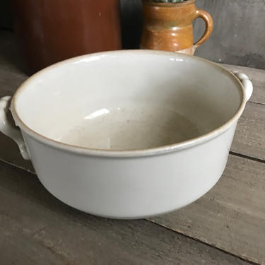 French White Ironstone Casserole, Soup Tureen, Faïence, Rustic French Farmhouse Table 