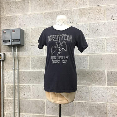 Vintage Led Zeppelin 1979 Original RARE T-Shirt Retro Unisex Size L Zeppelin Rules America 1979 Black Cotton Graphic Band Tee Tour Shirt 