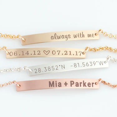 Nameplate Bracelet / Skinny Bar Bracelet / Personalized Jewelry / Initial Gold Bracelet / Sterling Silver / Wedding Gift / Bridesmaid Gift 