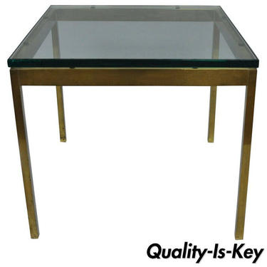 Burnished Brass Bronze Square Mid Century Modern Side Table by Scope Furniture