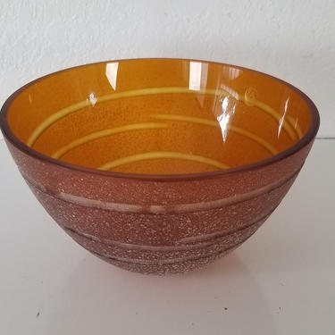 Italian Amber Murano Glass Bowl . 
