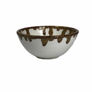 Vintage White Drip Glaze Studio Pottery Catchall Bowl 