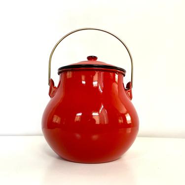 Vintage Takahashi NOS Red Enamel Pot 