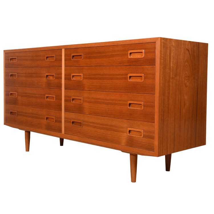 54&#8243; Danish Modern 8-Drawer Dresser in Teak