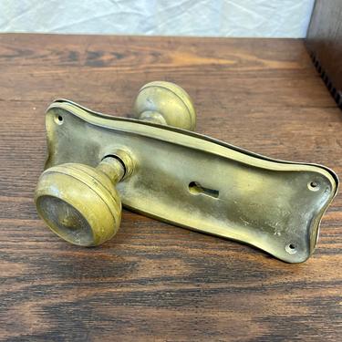 Antique Brass Doorknobs with Plates Set of 2 Double Sided | Antique Hardware | Architectural Salvage | Brass Plated | Door Knob| Renovation 