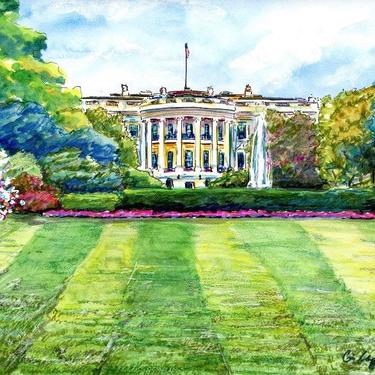 White House South Lawn at Spring by Cris Clapp Logan 