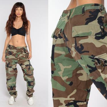 Army Pants Camo CARGO Pants Military Combat Olive Green Camouflage Pants Punk Olive Drab Army Medium Large 