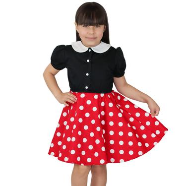 Girl's Red and White Polka Dot Dress / Minnie Mouse Inspired Dress (Large Polkadot) 