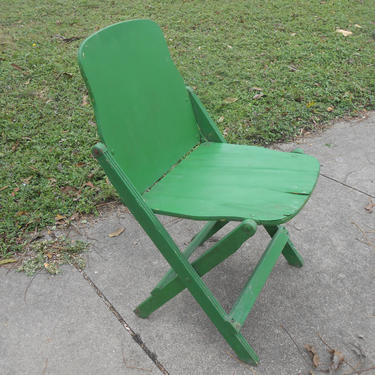 Vintage Folding Wood Chair Collapsible Extra Seating Shabby Chic Cottage Decor Boho Green Chair 