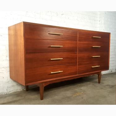 Outstanding Mahogany Brass Mid Century Dresser