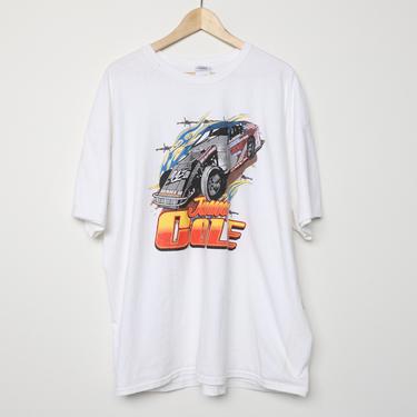 vintage JIMMY COLE nascar 1990's y2k white oversize t-shirt -- size 2xl 