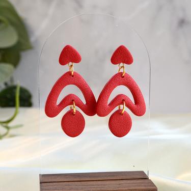 Red Elegant Dangle Earrings, Handmade Valentine's Day Gift for Her 