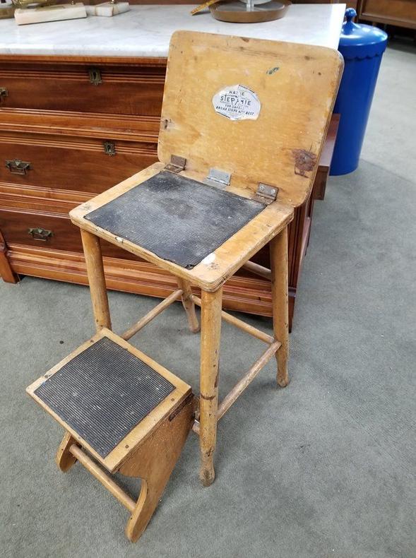 Antique fold out kitchen stool / step stool