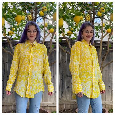 Vintage 1970’s Yellow and White Long Sleeve Button Down 
