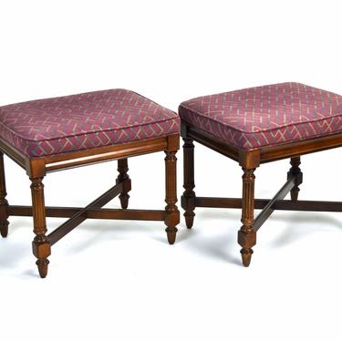 Pair Fine Quality Vintage Federal Style Mahogany Ottomans Stools by Gordon’s 