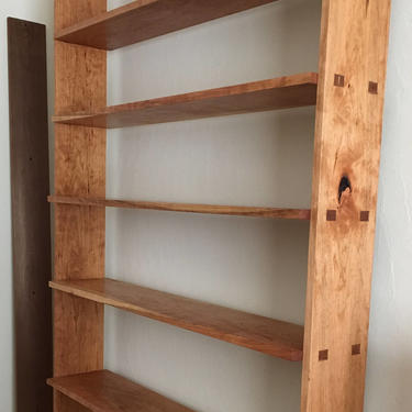 Modern Open Back Bookcase Shelving Unit, North American Cherry, Classic Joinery (Large Size) 