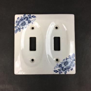 Blue and White Porcelain Double Switch Plate Cover