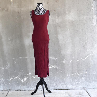 90s Midi Dress | Vintage Dress | Burgundy Dress | Red Dress | Minimalist Dress | Small Dress S | Size 4 Dress | Tank Dress | Fitted Dress by aphroditesvintage
