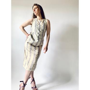 1980s dress vintage 80s striped sheath dress by Geoffrey Beene PartTwo 