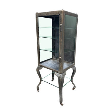 1920s Steel Medical Cabinet on Casters 
