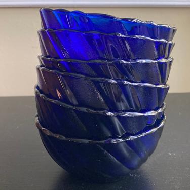 Cobalt Blue Glass Bowls Set of Six 