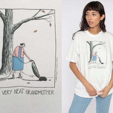 Funny Shirt 90s Clean Freak Grandmother Comic Tee Cartoon Short Sleeve TShirt Vintage Novelty Top 1990s Gift Tee Fruit of the loom Large by ShopExile