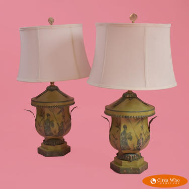 Pair of Tole Chinoiserie Table Lamps