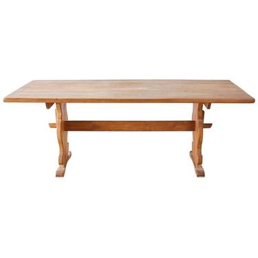 Italian Oak Baroque Style Country Trestle Dining Table by ErinLaneEstate