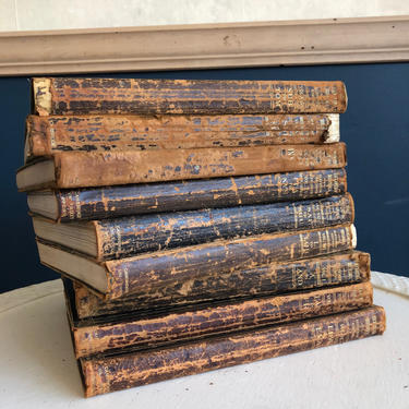 Set of 10 Antique Leather Bound Volumes from Encylocpedia Britannica 