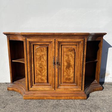 Antique Sideboard Credenza Curio Hutch Buffet Stone Top Bernhardt Italian Neoclassical Bar Storage Console Display Case Dining Vintage Wood 