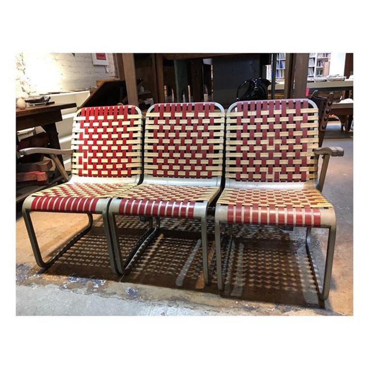 1950s woven bench. 60 w. 