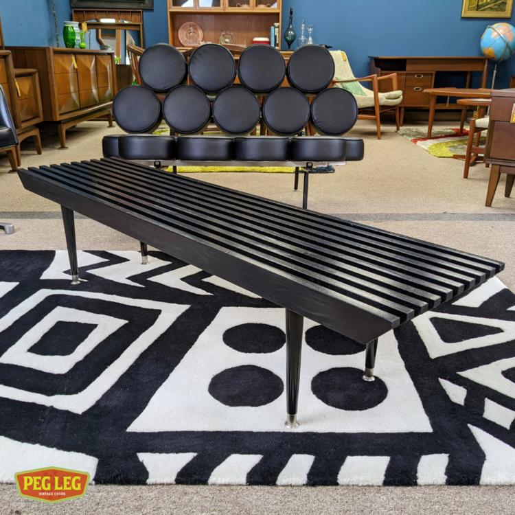 Mid-Century Modern black lacquered slat coffee table