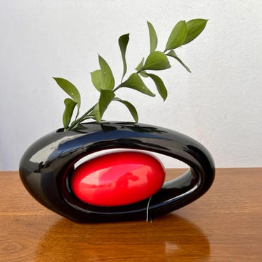 Post Modern Black and Red Vase