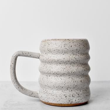 Stoneware White Ripple Mug with speckles 