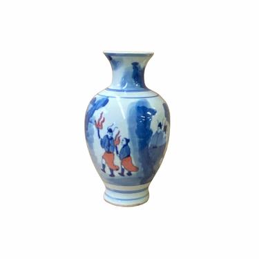 Chinese Red Blue White Porcelain Hand-painted Graphic Small Vase ws1620E 