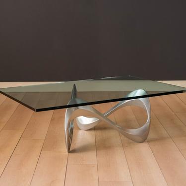 Vintage Sculptural Aluminum and Glass Coffee Table by Knut Hesterberg 