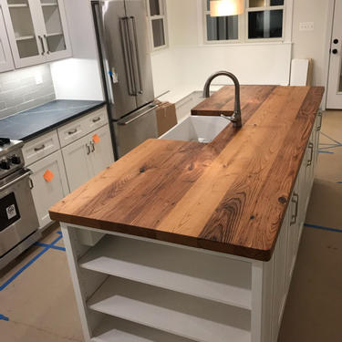 FREE SHIPPING - Custom Reclaimed Wormy Chestnut Countertops for 55 dollars a sq ft 