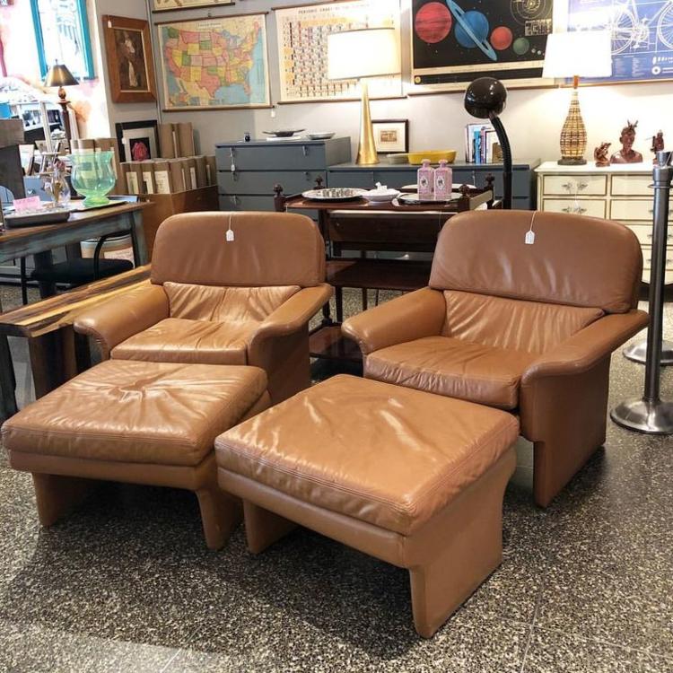 Leather chairs and ottomans. $325 per chair and ottoman