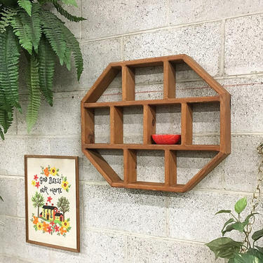 Vintage Wood Shelving 1970s Retro Size 20x24 Homemade Sectioned Hanging Wall Decor Display for Knick Knacks or Miniatures 