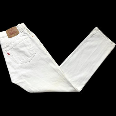 Vintage 1980s LEVI'S 501 White Denim Jeans ~ measure 30 x 31 ~ Red Tab ~ Made in USA ~ Unisex ~ Boyfriend Jeans ~ 30 waist 