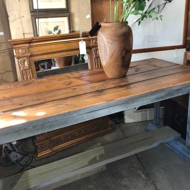 Industrial Table, Metal Base Wood Top