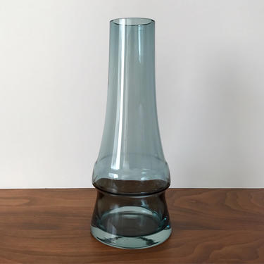 Riihimaen Lasi Oy &amp;quot;Piipu&amp;quot; Cased Blue Glass Vase by Aimo Okkolin 