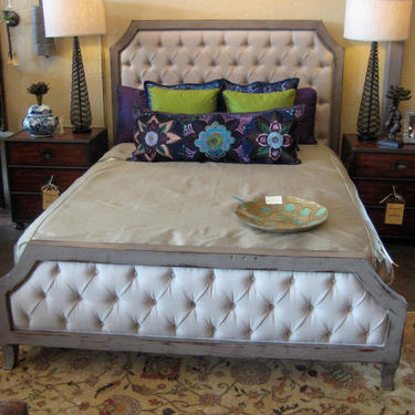 Custom Upholstered Bed in Recycled Douglas Fir (Los Angeles) 