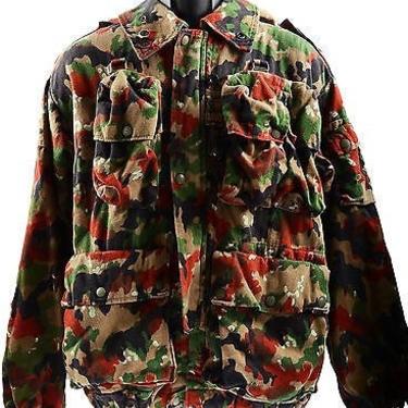 Vintage Swiss Alpenflage Hooded Camo Jacket (Size 42)(Ladies' Sz 12) by BespokeNotBrokeStore