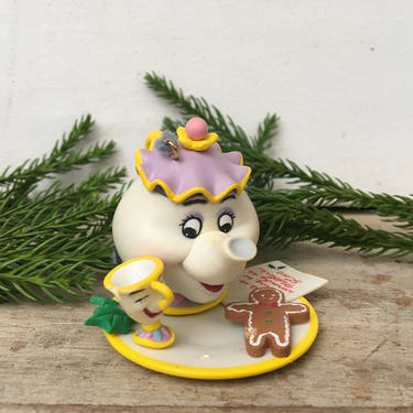 Vintage Mrs. Potts Ornament By Enesco, Resin Mrs Potts And Chip, Mother's Love Ornament, Beauty And The Beast, Disney 